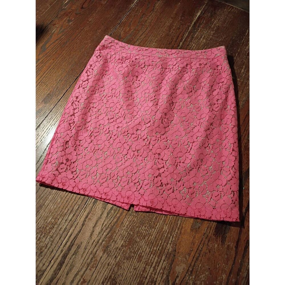 Size 12 Apt 9 Coral Lace with Tan Skirt with Rear Zipper Straight Pencil Skirt